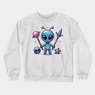 Cute Angry Alien With Skull Weapons Crewneck Sweatshirt